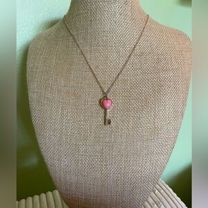 Heart Key Pendant Necklace with SISTERS charm